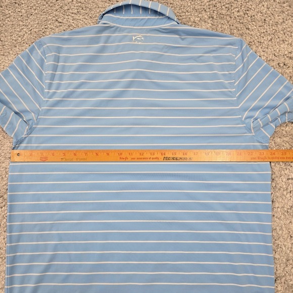Southern Tide Polo Shirt XL Blue Striped Performance Golf Preppy Coastal Cool - Picture 6 of 8